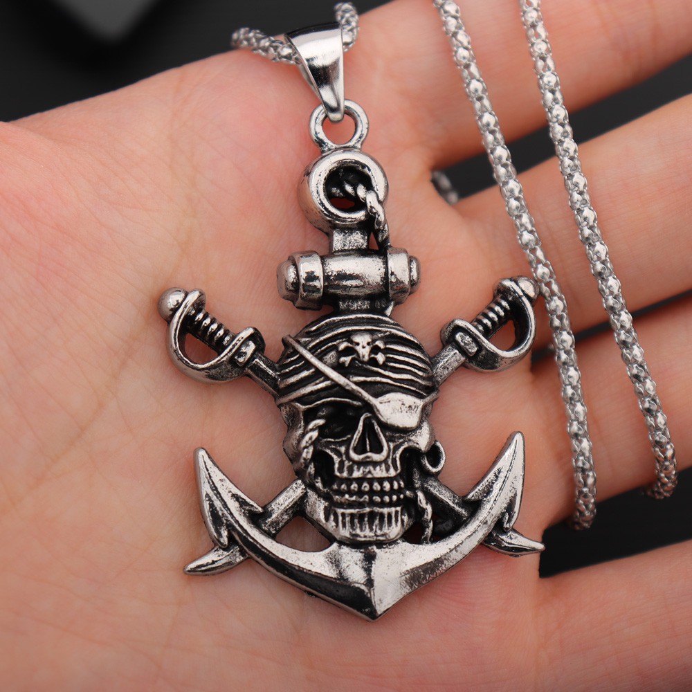 Battle Rope Anchor - Colar pingente pirata espada dupla vintage