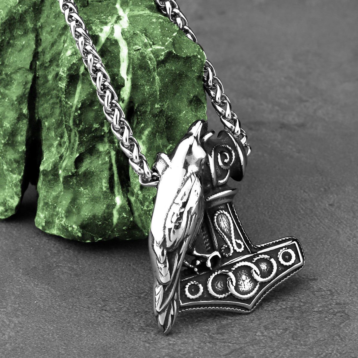 Battle Rope Anchor - Nordic odin raven thor martelo colar