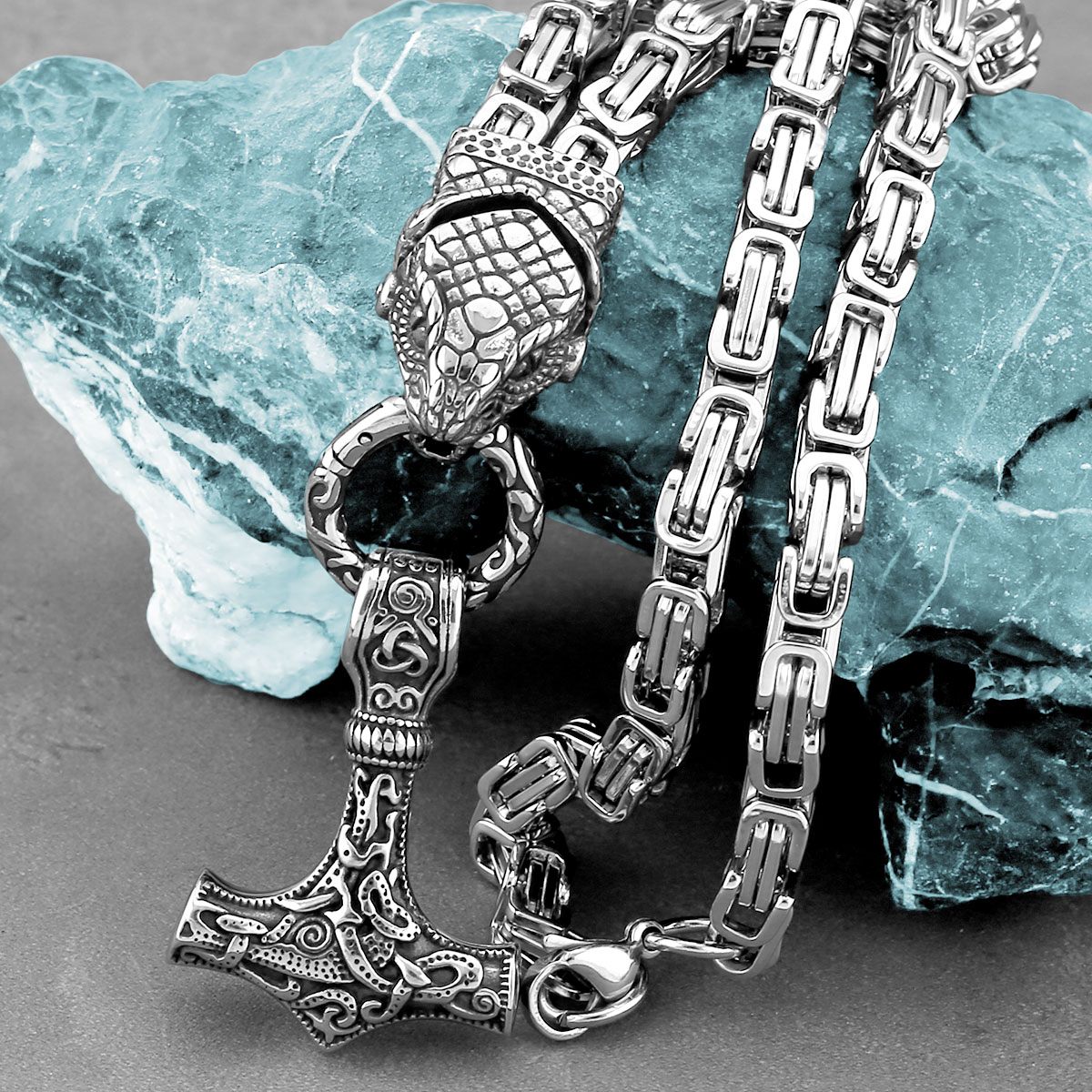 Nordic odin cobra cabeça colar - Battle Rope Anchor avaliação e preço